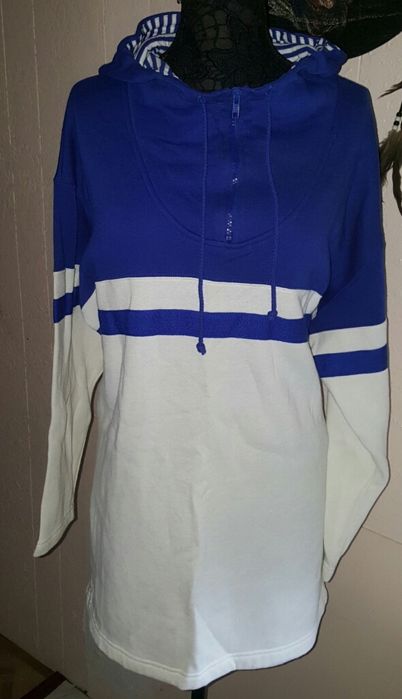 PACER II Blue White Striped Nautical Hooded Sweat